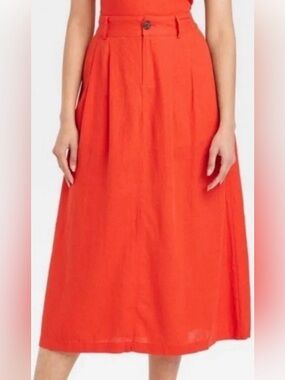 🌺NWT A NEW DAY RED LINEN MAXI SKIRT SIZE SMALL 🌺